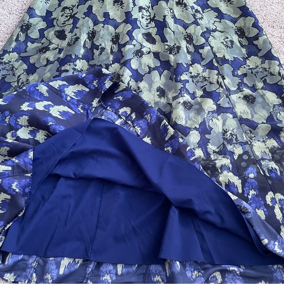 Banana Republic Fit&Flare Satin Maxi Floral Dress Size 4 Blue Green - Picture 12 of 16